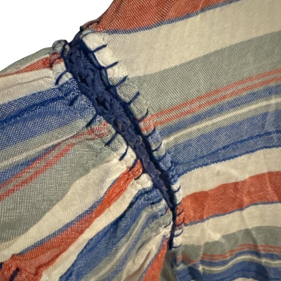 For The Republic Ruched Drawstring Crop Top Womens M Medium Multicolor Striped - Picture 4 of 5